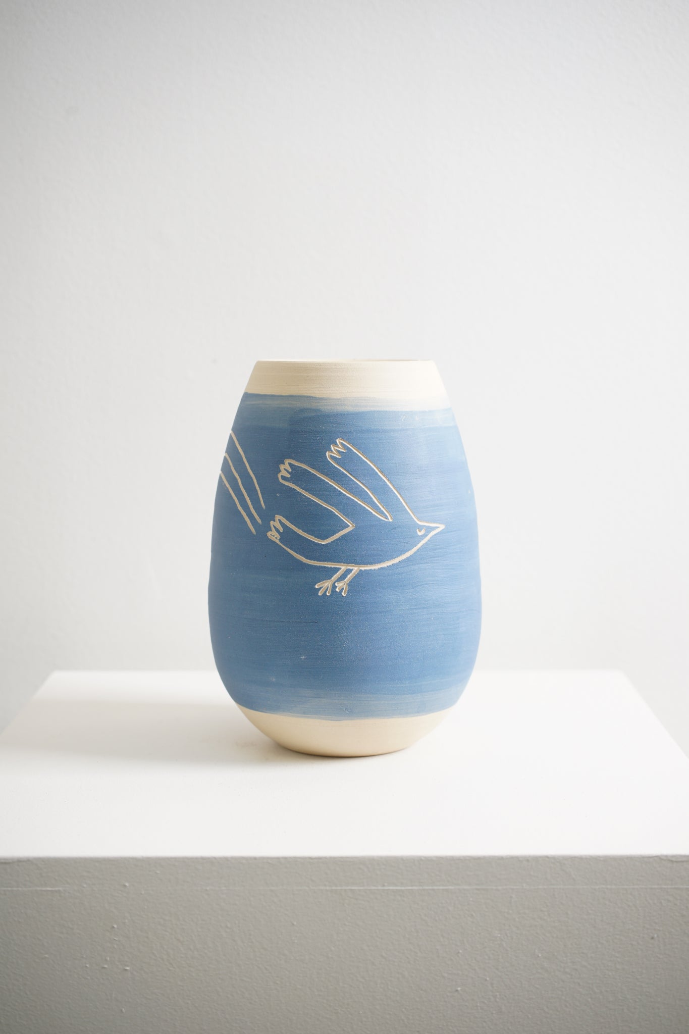 Blue Slip White Vases